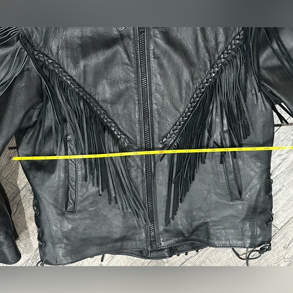 Unik Vtg Black Leather Fringe Jacket - Picture 15 of 16